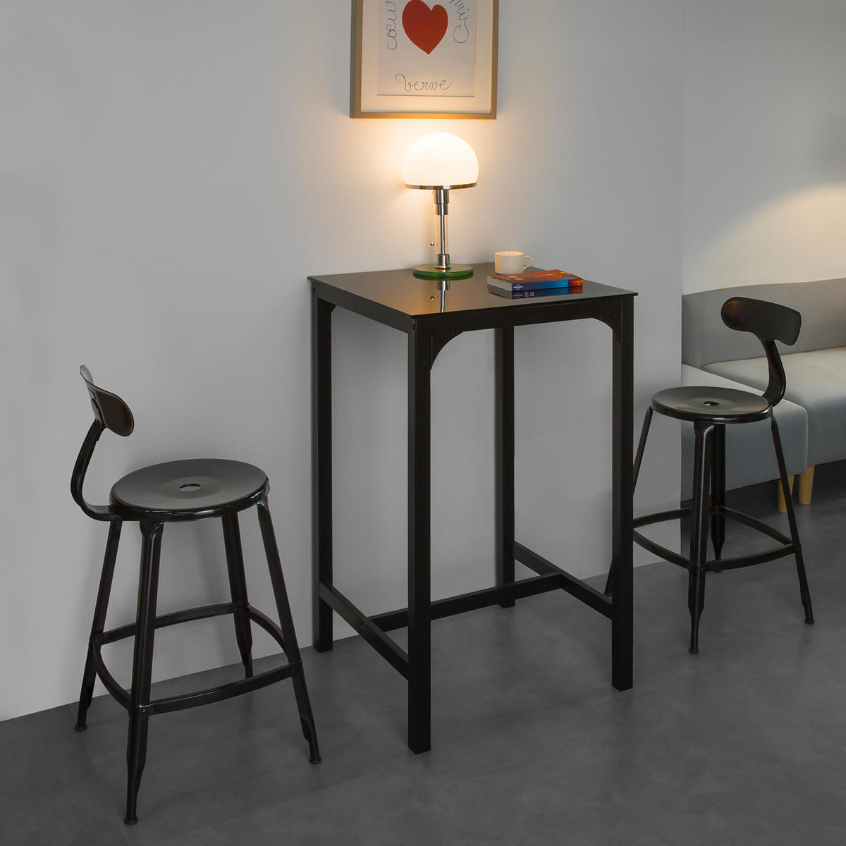 BARTISCH Schwarz - Schwarz, Glas/Metall (60/100/60cm) - SoBuy