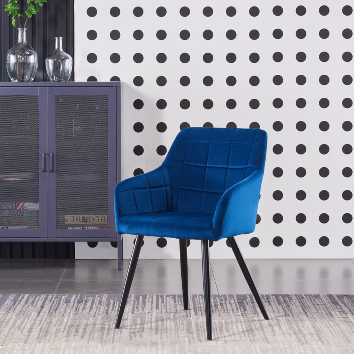 ESSZIMMERSTUHL Samt 6-teilig Blau - Blau, Metall (55/82/59cm) - Life Interiors