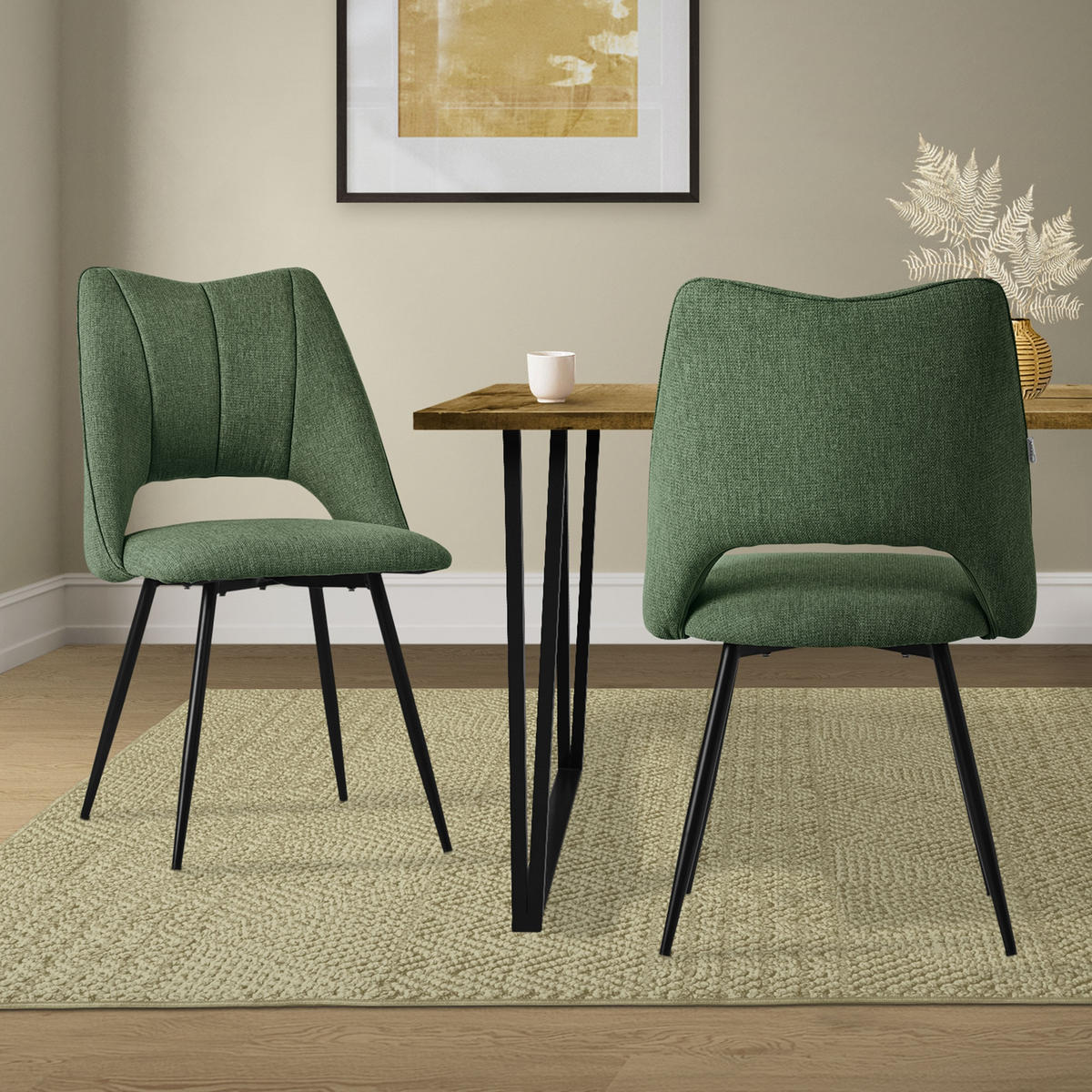 ESSZIMMERSTUHL Grün 2er Set - Grün, Metall (57/89/53cm) - ML-DESIGN