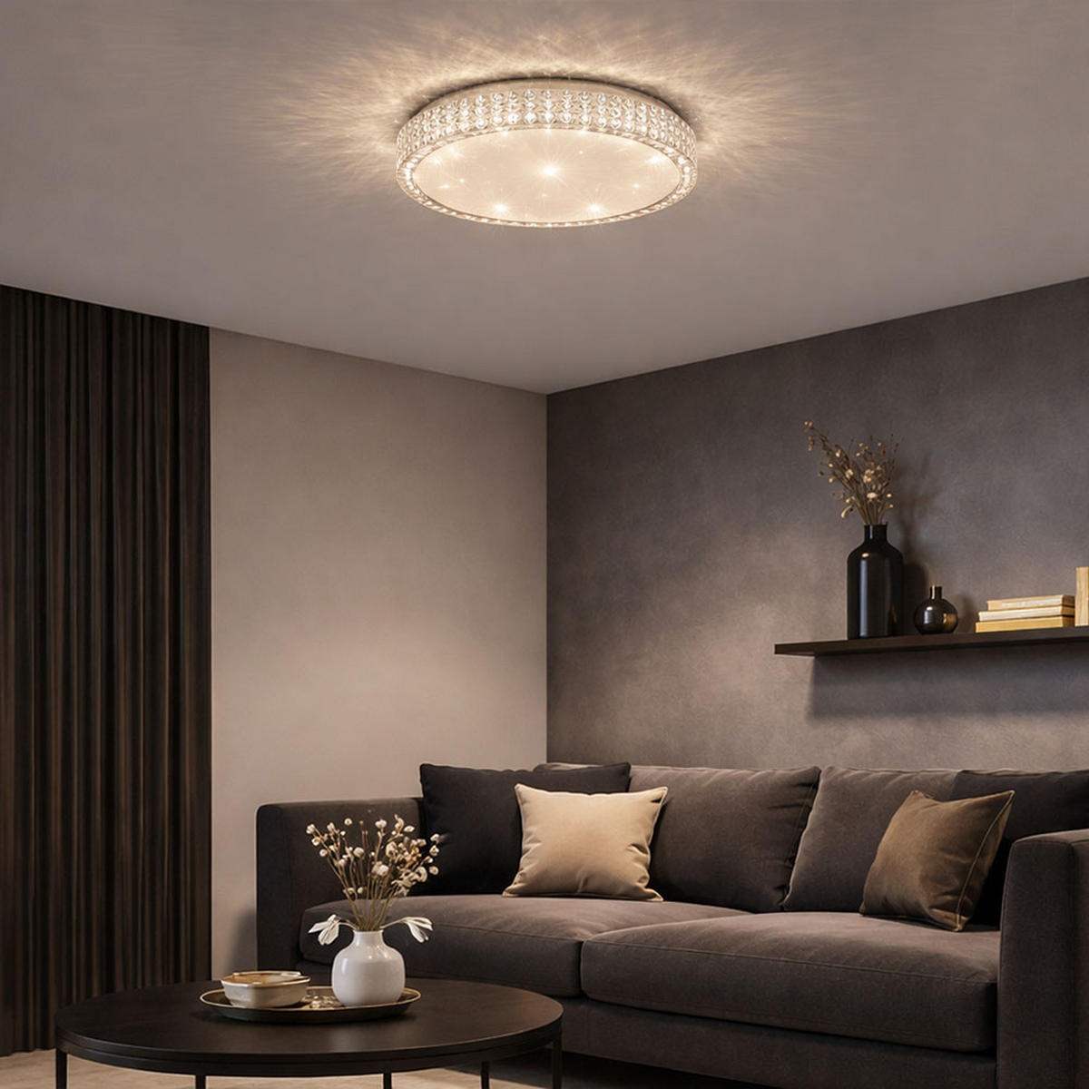 LED DECKENLEUCHTE Metall Kristallklar - Klar, Metall (30/30/8cm) - Globo Lighting