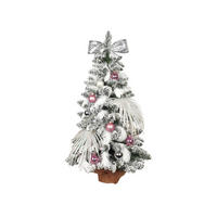 LAALU WEIHNACHTSBAUM geschmückt künstlich POLAR PINK 60 cm mit LED-Beleuchtung IN FLOWER - Silberfarben/Weiß, Kunststoff (60cm) - LAALU