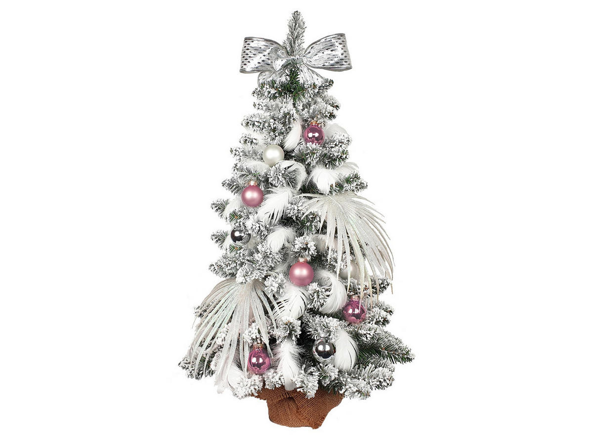 LAALU WEIHNACHTSBAUM geschmückt künstlich POLAR PINK 60 cm mit LED-Beleuchtung IN FLOWER - Silberfarben/Weiß, Kunststoff (60cm) - LAALU