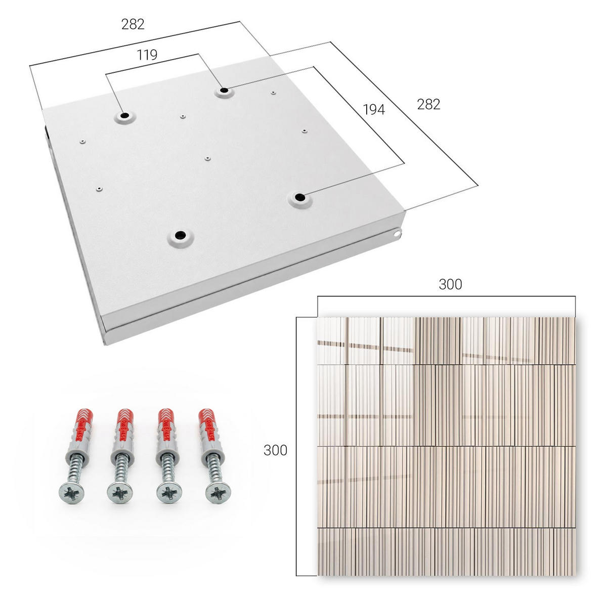 SCHLÜSSELBOX Weiß 30x30 cm – Türöffnung nach rechts - Minimalismus der Linien - Beige, Metall (30/30/5cm) - TULUP