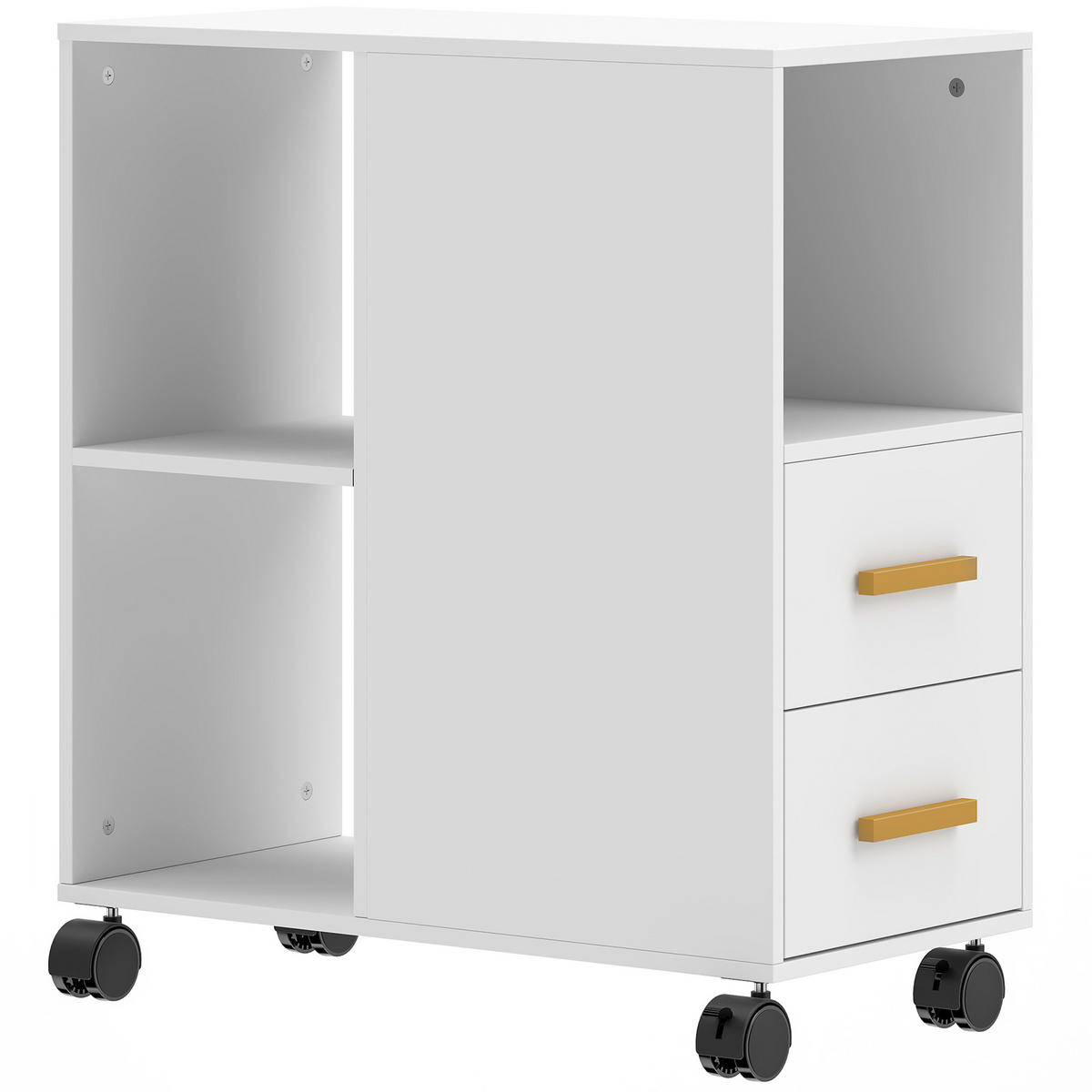 DRUCKERSTÄNDER Spanplatte Weiß - Schwarz/Weiß, Holzwerkstoff/Kunststoff (30/65/60cm) - HOMCOM