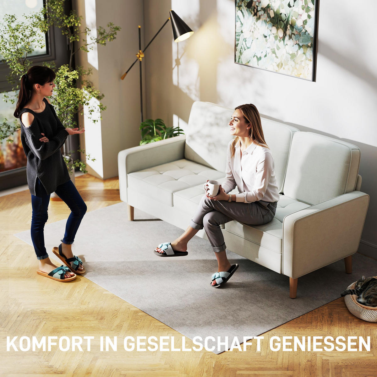 3-SITZER Sofa, Couch mit Armlehnen, Getufteter Rückenlehne, Samtoptik, Creme - Creme/Naturfarben, Holz/Textil (79/82/185cm) - HOMCOM