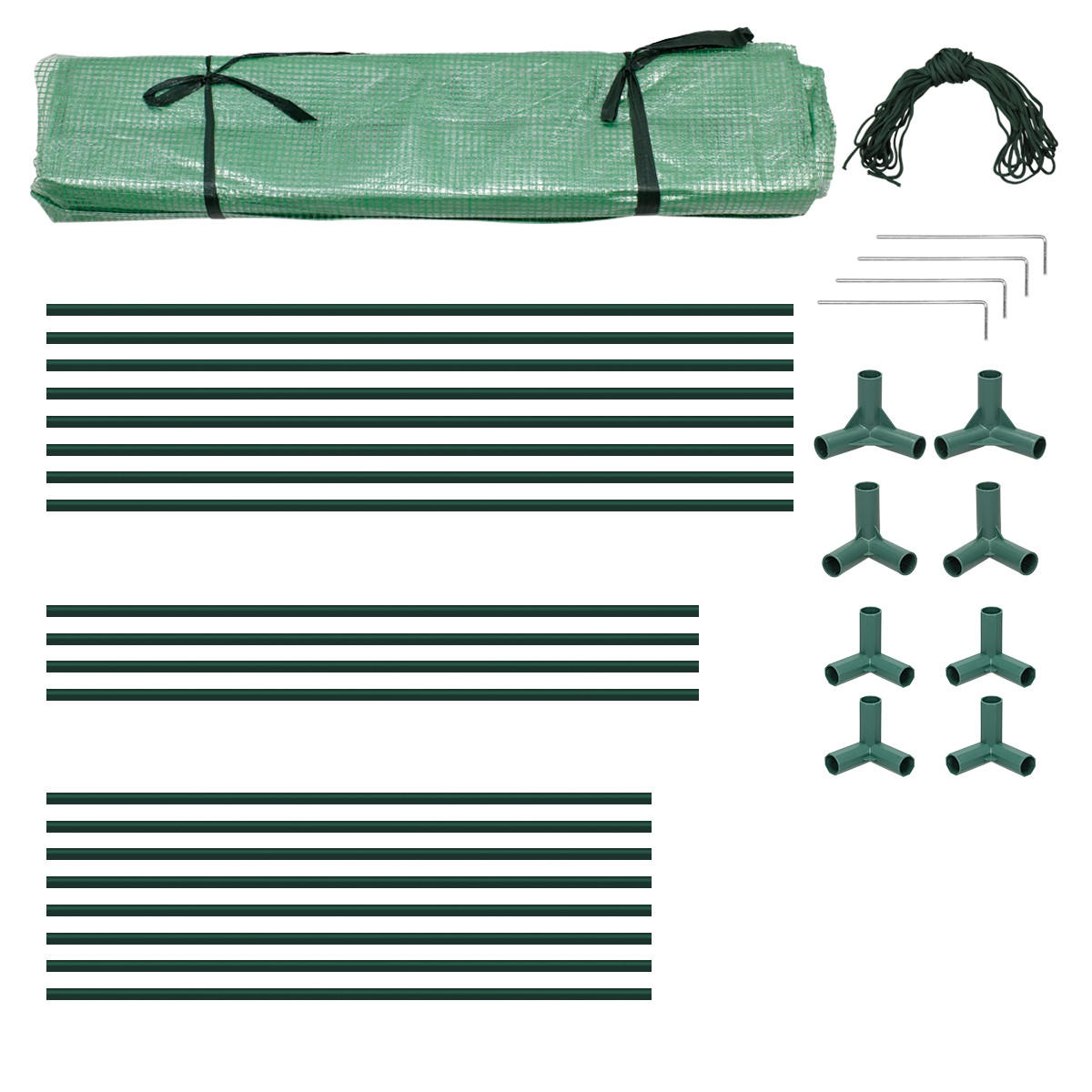 FOLIENGEWÄCHSHAUS 2er Set Grün 200x79x168cm Gitternetzfolie & Stahlrahmen - Dunkelgrün, Metall (79/168/200cm) - ECD-Germany