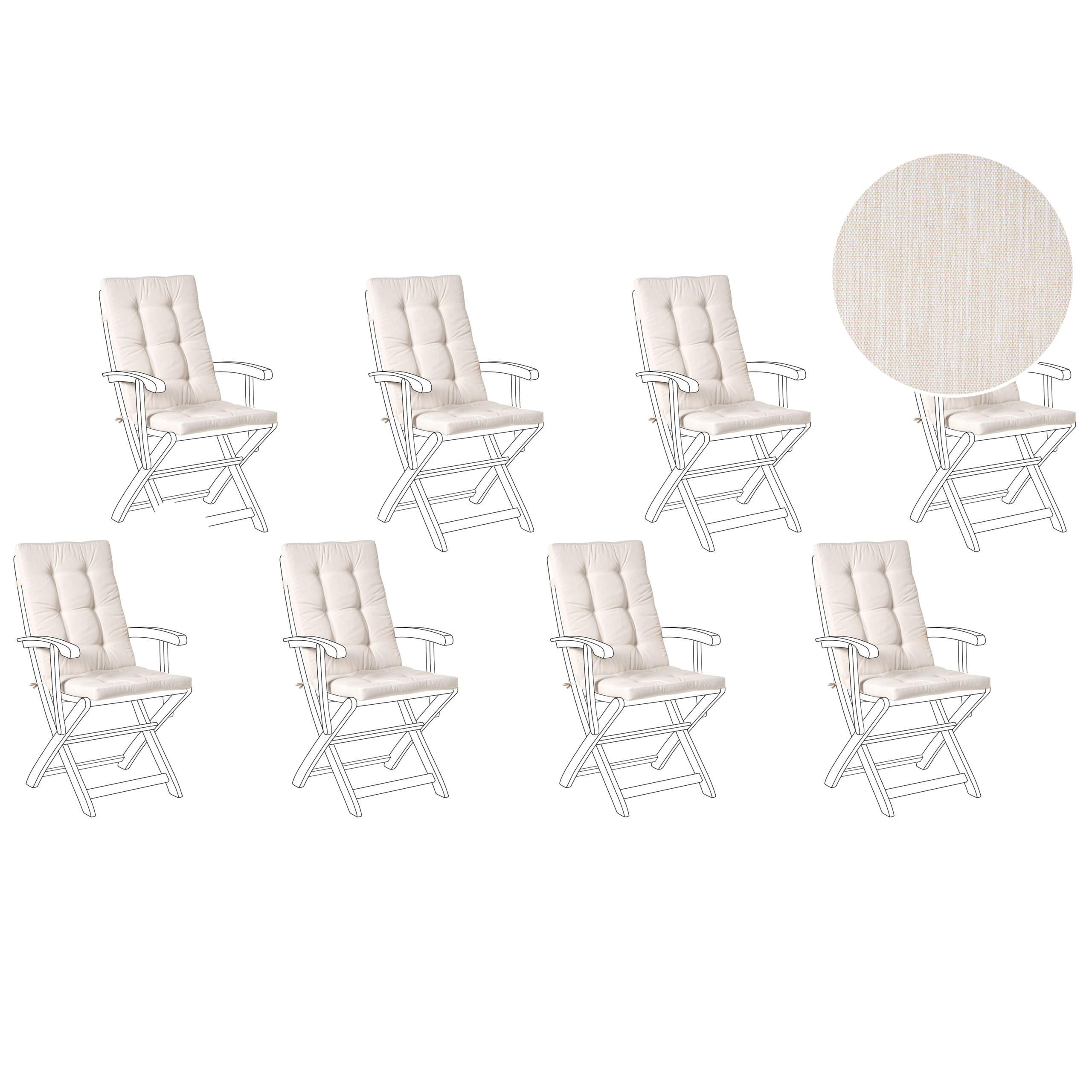 SITZAUFLAGEN 8er-Set Hellbeige 42/95 cm Maui Premium - Beige, Textil (95/5/42cm) - Beliani