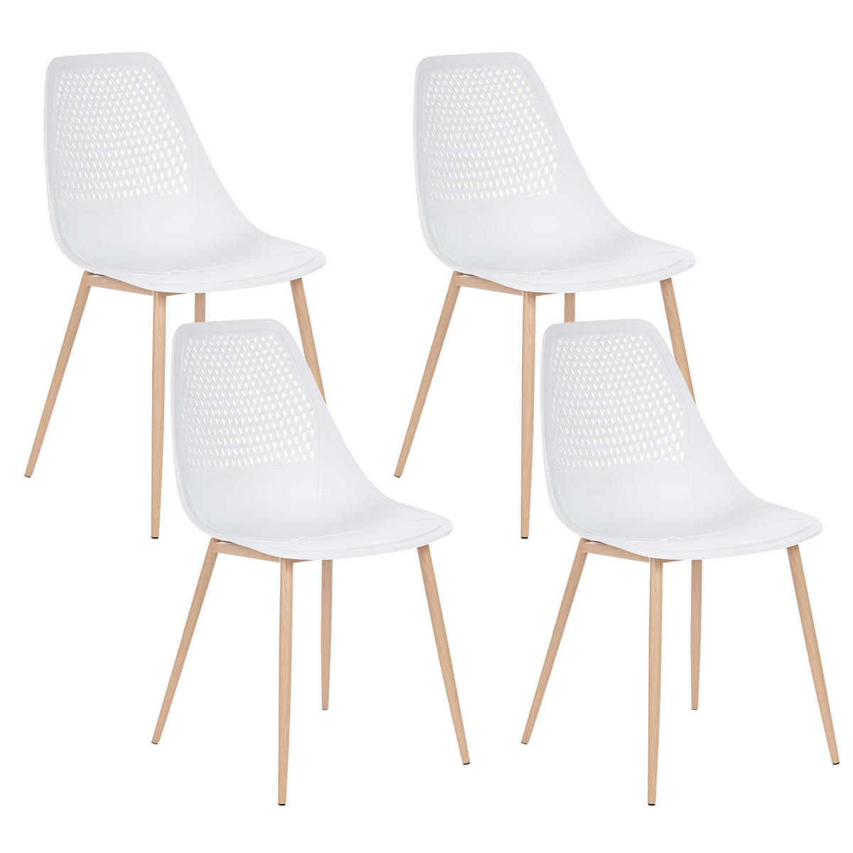 ESSZIMMERSTUHL 4er-Set Weiß Hazelton - Weiß/Braun, Kunststoff (46/84/54cm) - Beliani