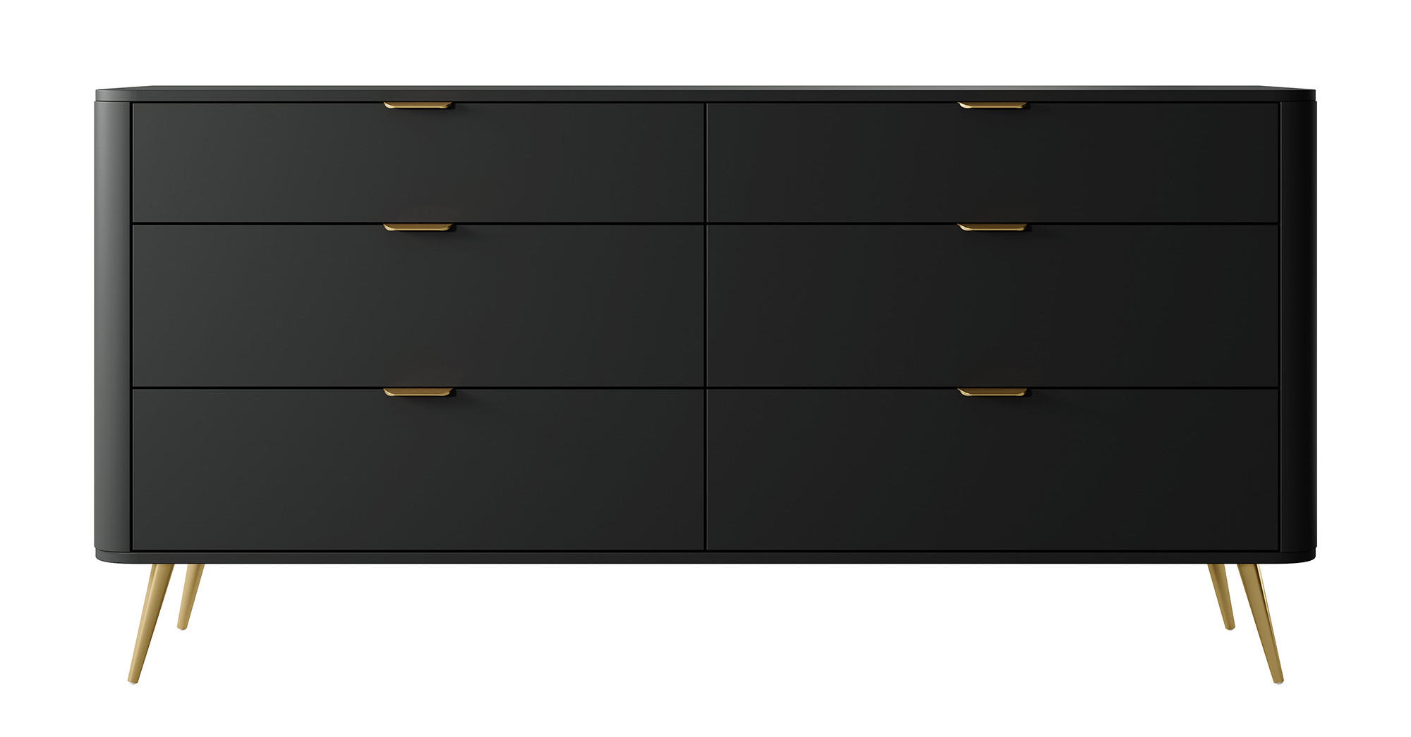 KOMMODE Oval Schwarz 172 cm - Goldfarben/Schwarz, Holzwerkstoff/Metall (172/84/38cm) - Selsey