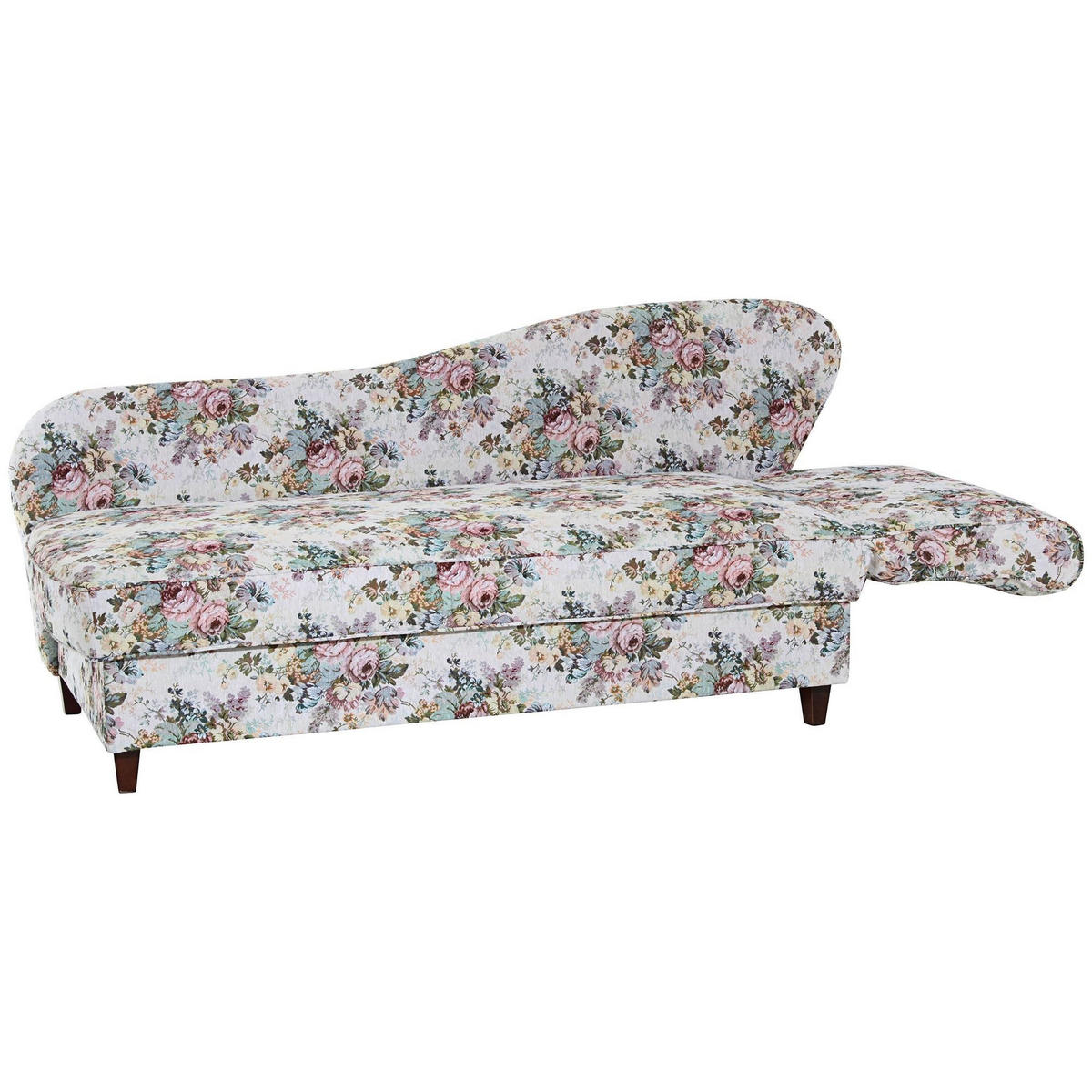 RECAMIERE mit Armteil rechts klappbar Katia Bezug Flachgewebe Buche nussbaum dunkel / rosé - Rosa, Kunststoff (190/82/88cm) - 58aufmkessel