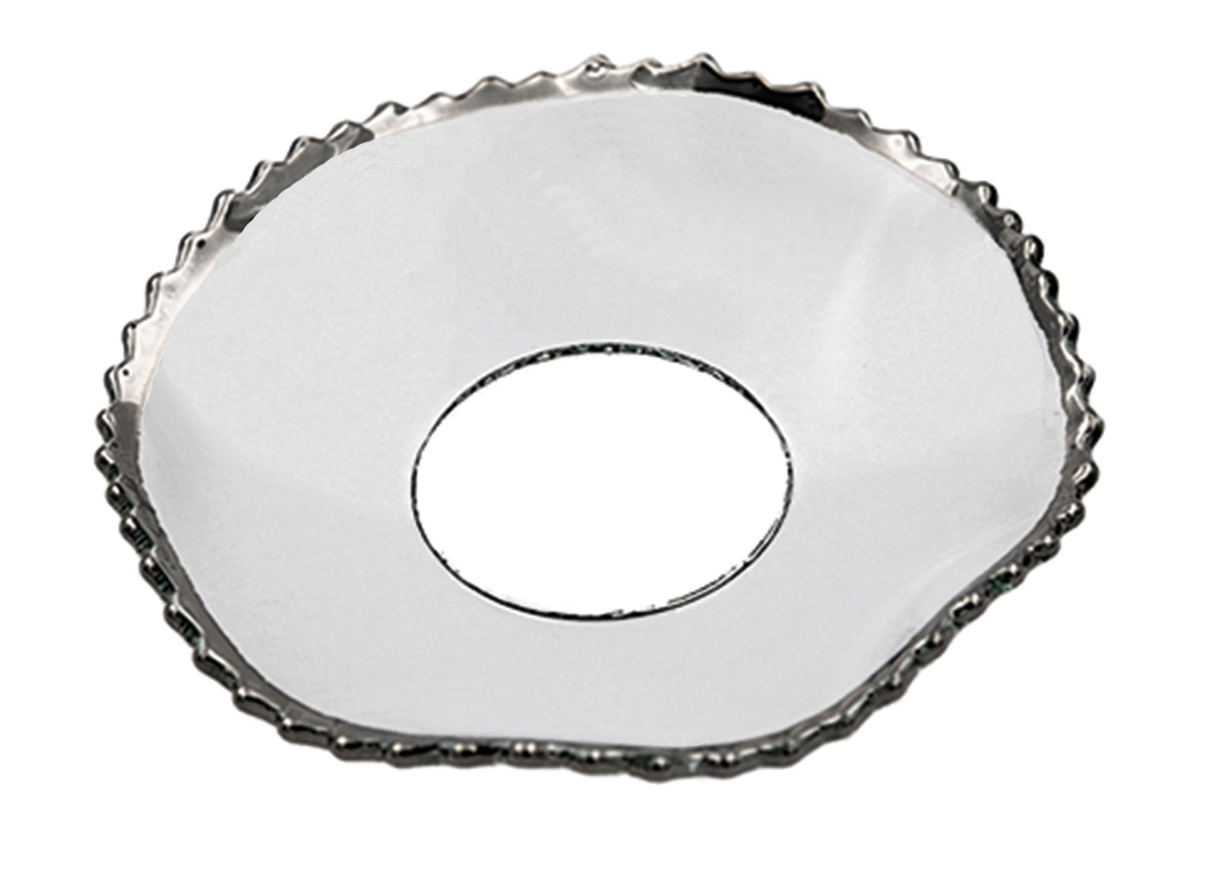 GLAS-KERZENMANSCHETTE (Bobeches) Gezackt, gewellt Silber für Kerzen bis Ø 25 mm - Transparent, Paraffin (7/0.2/7cm) - Holfeuer Crystal Design