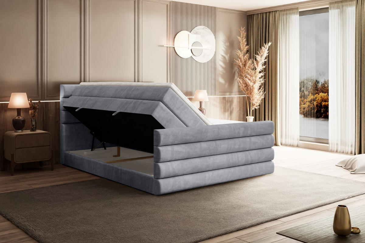 BOXSPRINGBETT CELESTIA-Z KING - 200x200 - H3/H4 - Hellgrau - Hellgrau, Holzwerkstoff (200/200cm) - ALTDECOR