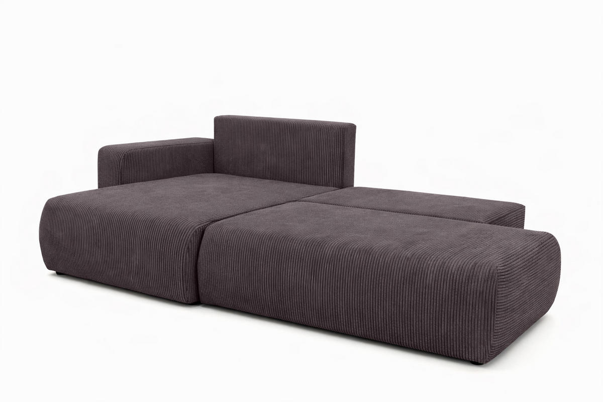 ECKSOFA Mit Schlaffunktion Und Bettkasten, Cordstoff Poso, Dunkelgrau, Links, OPEN XL - Dunkelgrau, Holz (262/145cm) - Kaiser Möbel