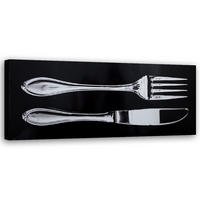 WANDBILD messer und gabel - Schwarz, Textil (90/30cm) - Feeby