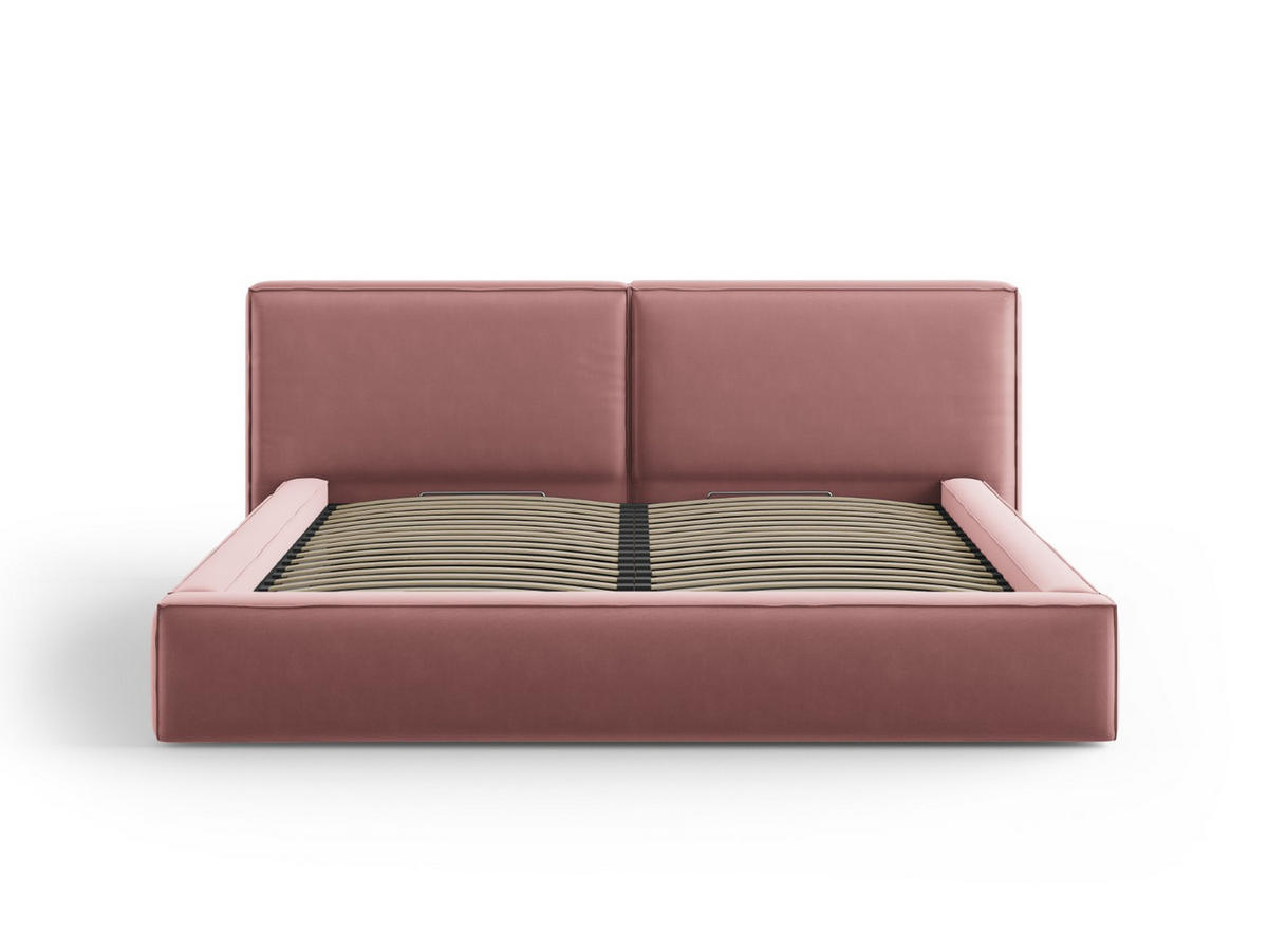 BETT mit Bettkasten und Kopfteil Jodie aus Samt rosa 200x200cm - Pink, Textil (200/200cm) - Micadoni
