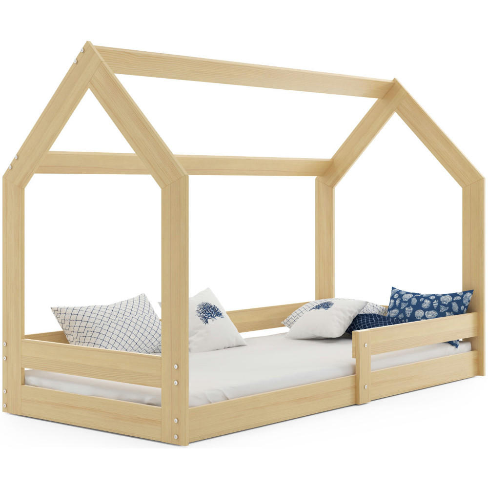 HAUSBETT DOMI 1 160x80cm mit Lattenrost und Rausfallschutz - Naturfarben, Holz (80/160cm) - Interbeds