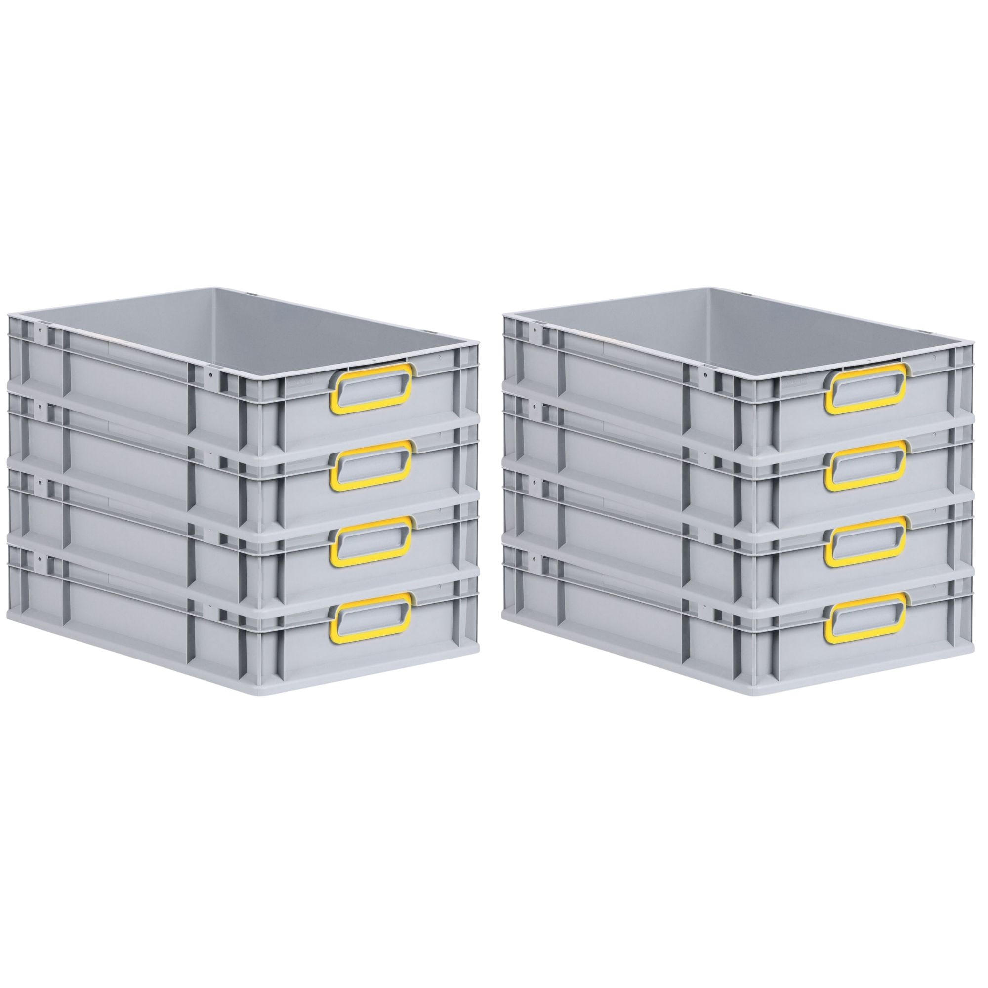 EUROBOX 8x Nextgen Color 12x40x60cm 23 Liter Griffe Gelb Geschlossen - Gelb, Kunststoff (40/12/60cm) - PROREGAL
