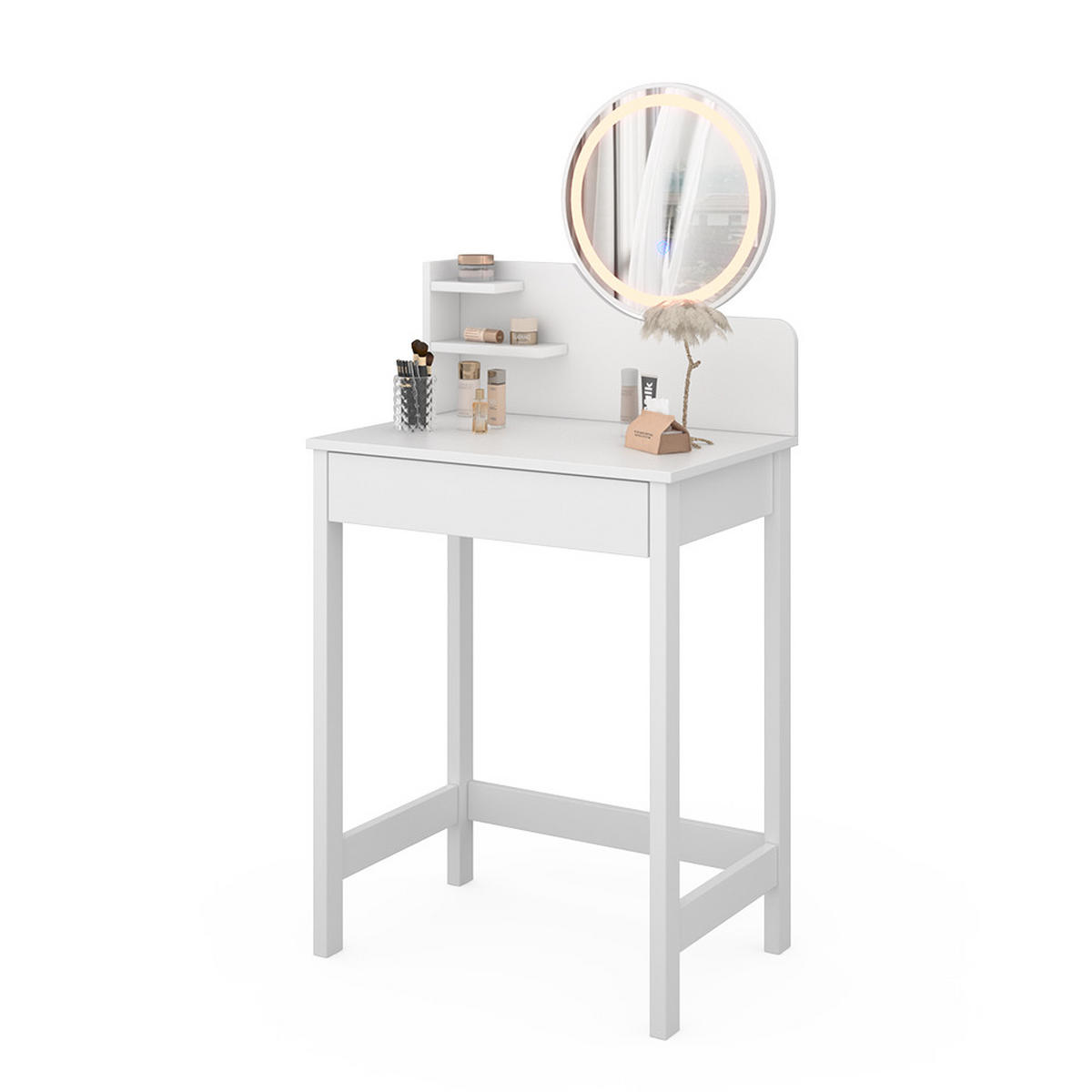SCHMINKTISCH Surrey Weiß 60 cm mit LED-Spiegel - Weiß, Holzwerkstoff (60/127.5/40cm) - Vicco