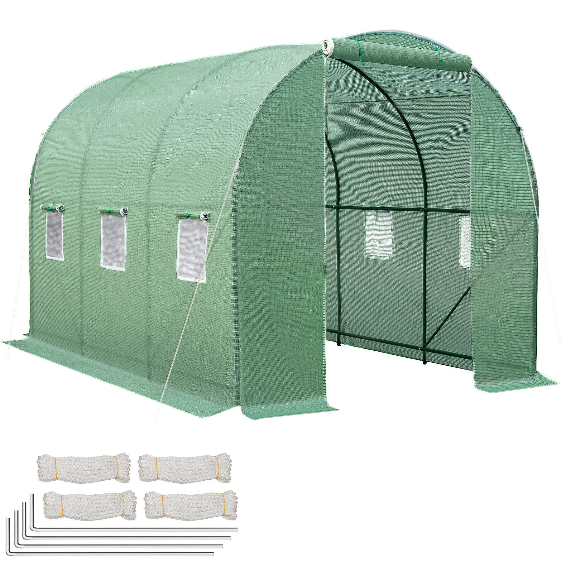 FOLIENGEWÄCHSHAUS, 343 x 200 x 200 cm, grün - Grün, Kunststoff (200/200/343cm) - tectake