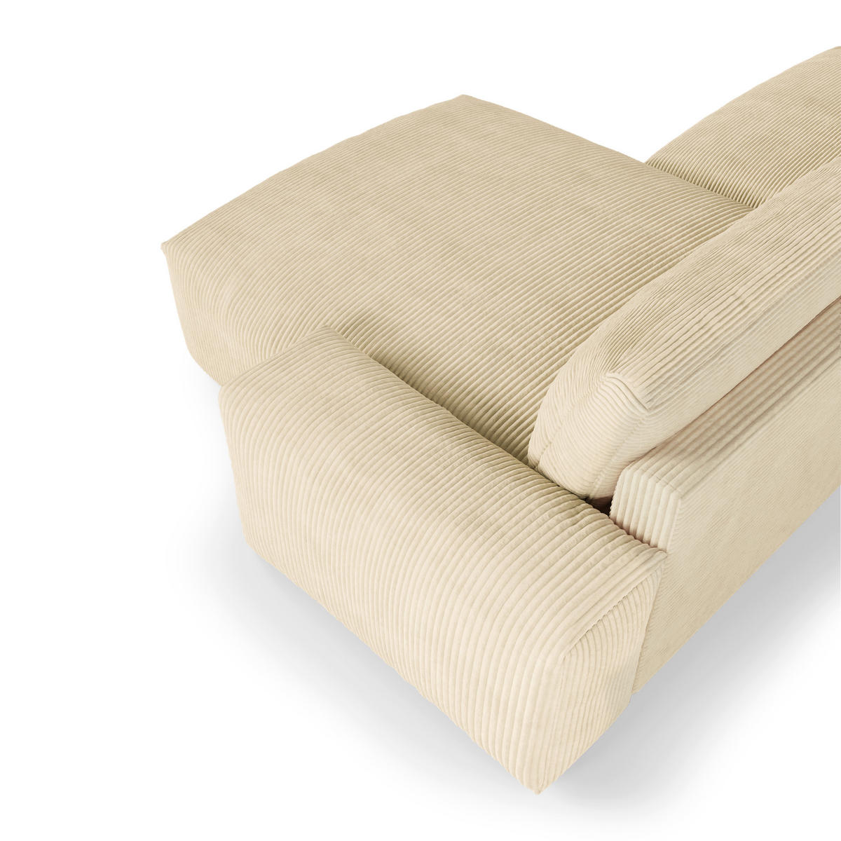 ECKSOFA RECHTS Gerippter Samt Creme 310cm - Creme, Textil (310/174cm) - Sia Home