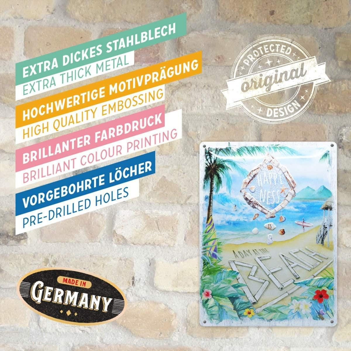 BLECHSCHILD 30/40 cm Outdoor & Activities Happiness is a day at the beach - Multicolor, Metall (30/40/0.2cm) - Nostalgic-Art