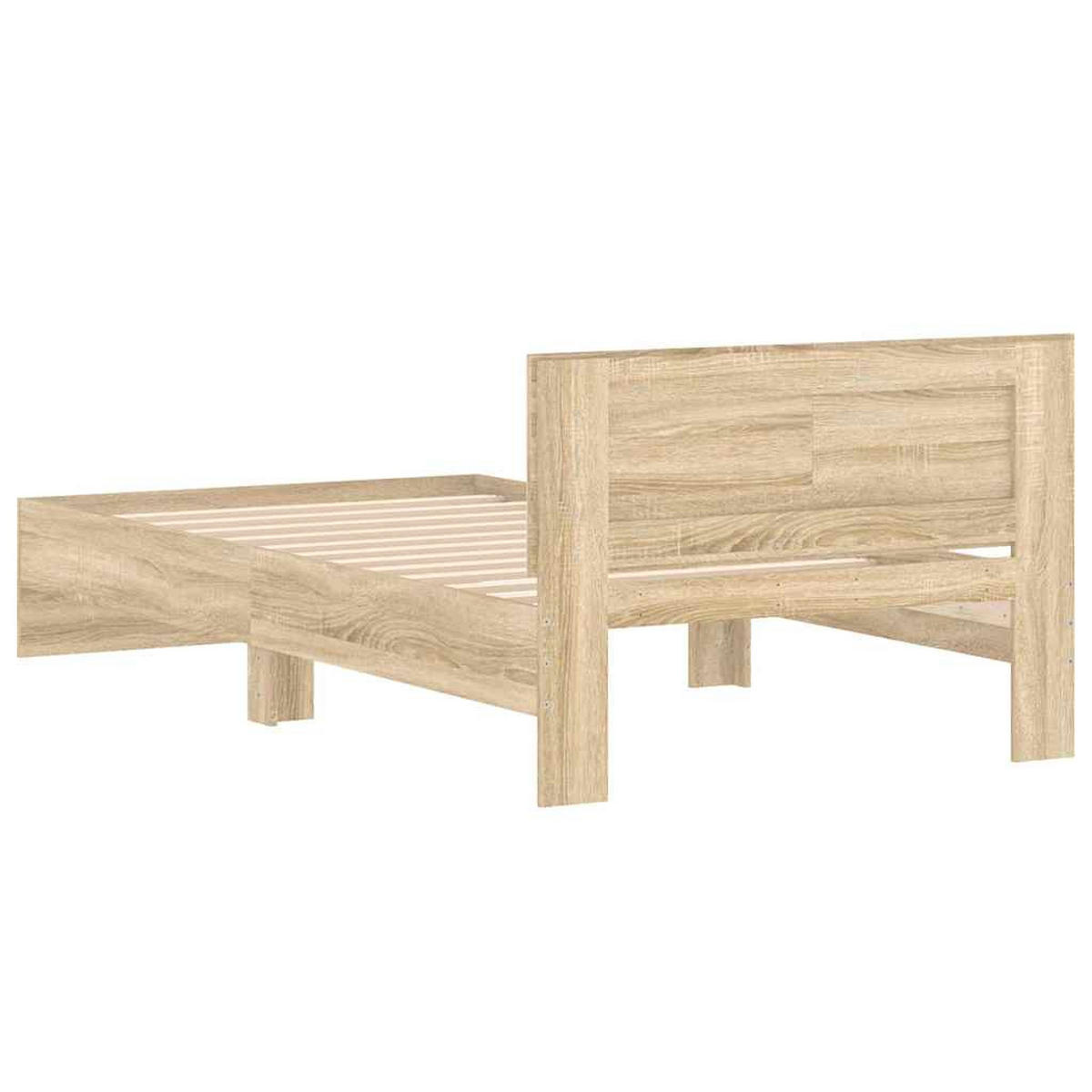 BETTGESTELL OHNE MATRATZE MIT KOPFTEIL SONOMA-EICHE 100X200 CM - Sonoma Eiche, Holz - vidaXL