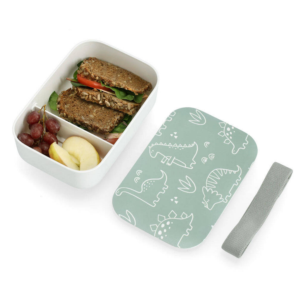 LUNCHBOX Dino 19/12,5/6,5 cm - Weiß, Kunststoff (12.5/6/19cm)