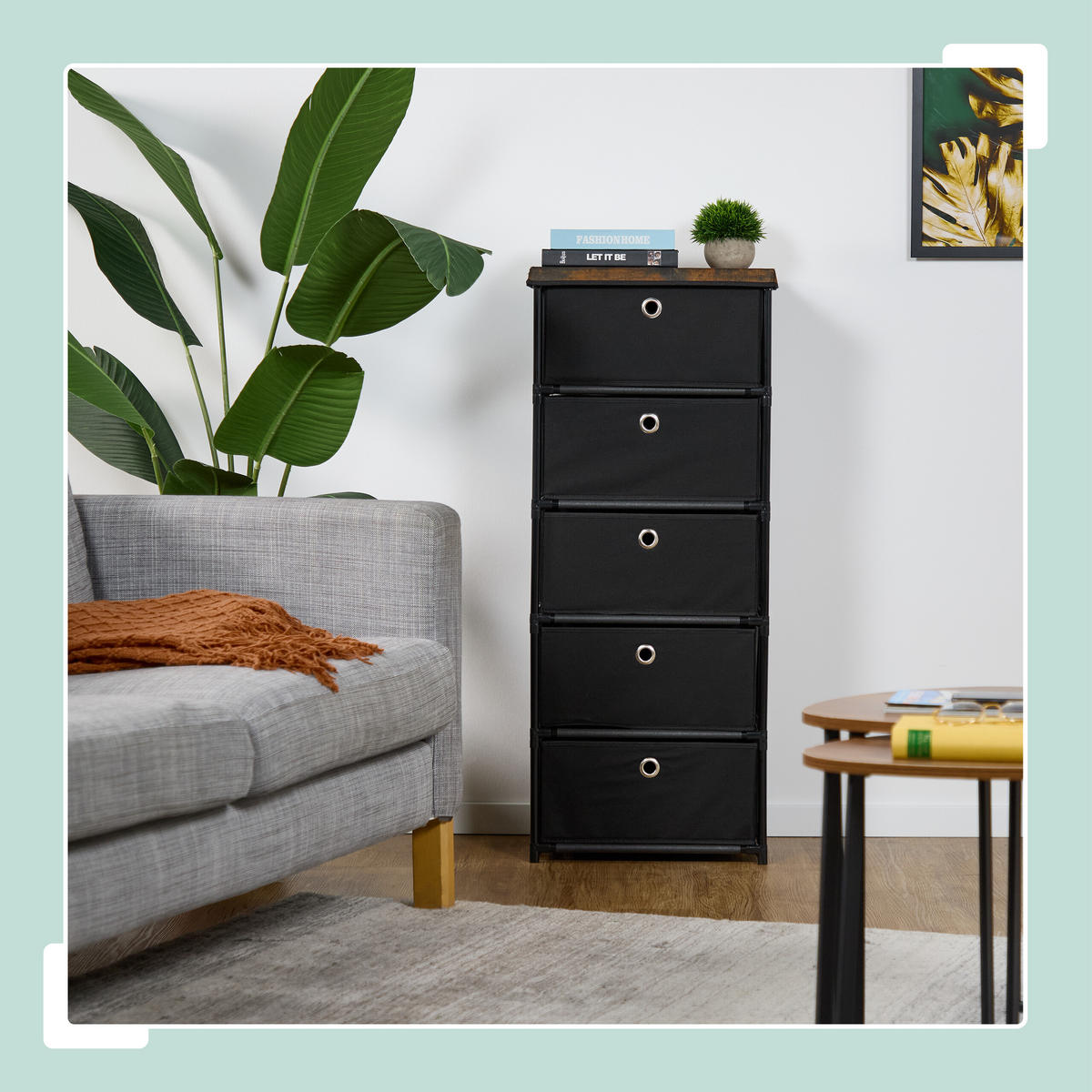 KOMMODE - Schwarz, Holzwerkstoff/Kunststoff (43/105/33cm) - Relaxdays