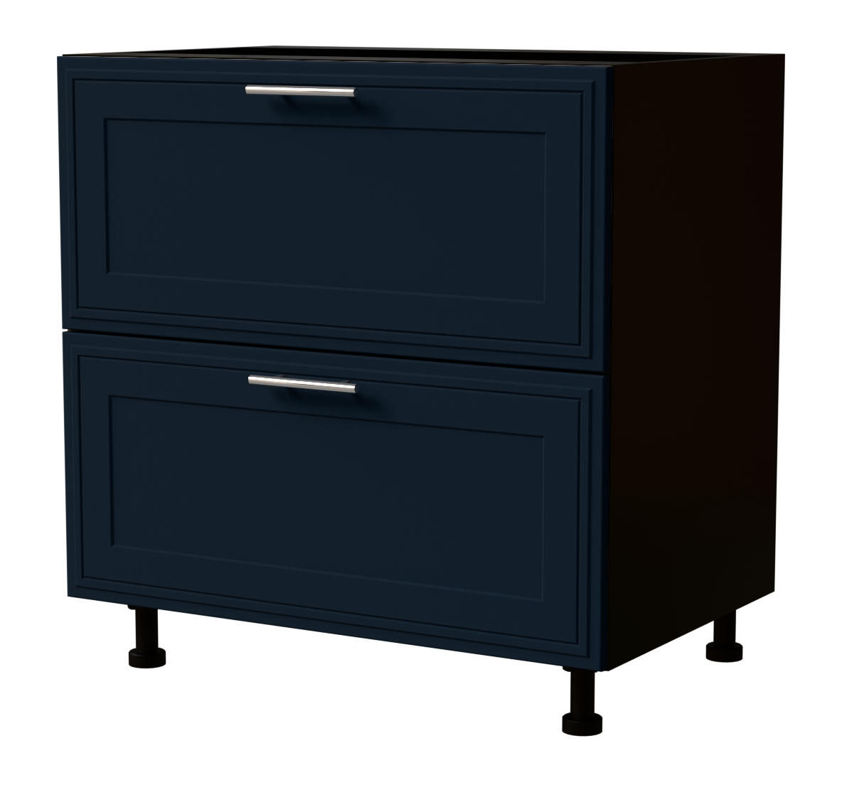 SCHUBLADENUNTERSCHRANK Salo D2/80 Schwarz / Indigo Matt 80 / 50 / 82cm - HETTICH Vollauszug - Schwarz/Dunkelblau, Holz/Holzwerkstoff (80/82/50cm) - Feldmann-Wohnen