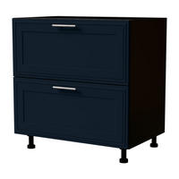 SCHUBLADENUNTERSCHRANK Salo D2/80 Schwarz / Indigo Matt 80 / 50 / 82cm - Blum Teilauszug - Schwarz/Dunkelblau, Holz/Holzwerkstoff (80/82/50cm) - Feldmann-Wohnen