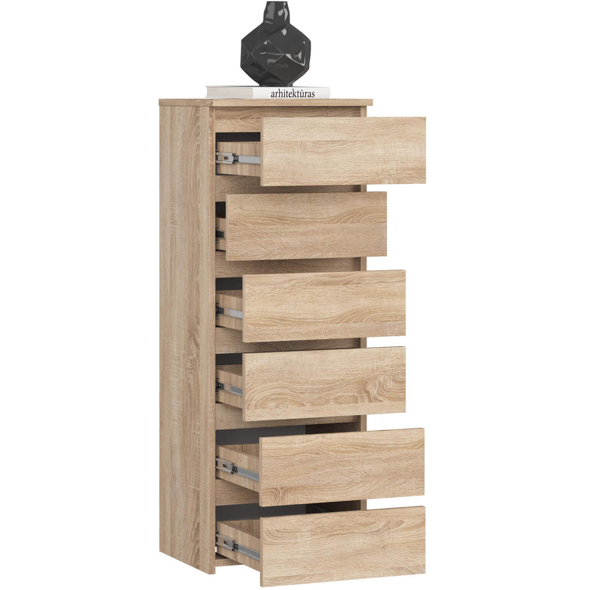 KOMMODE Sonoma Eiche 40x35x109 cm - Sonoma Eiche, Holzwerkstoff (40/109/35cm) - Akord