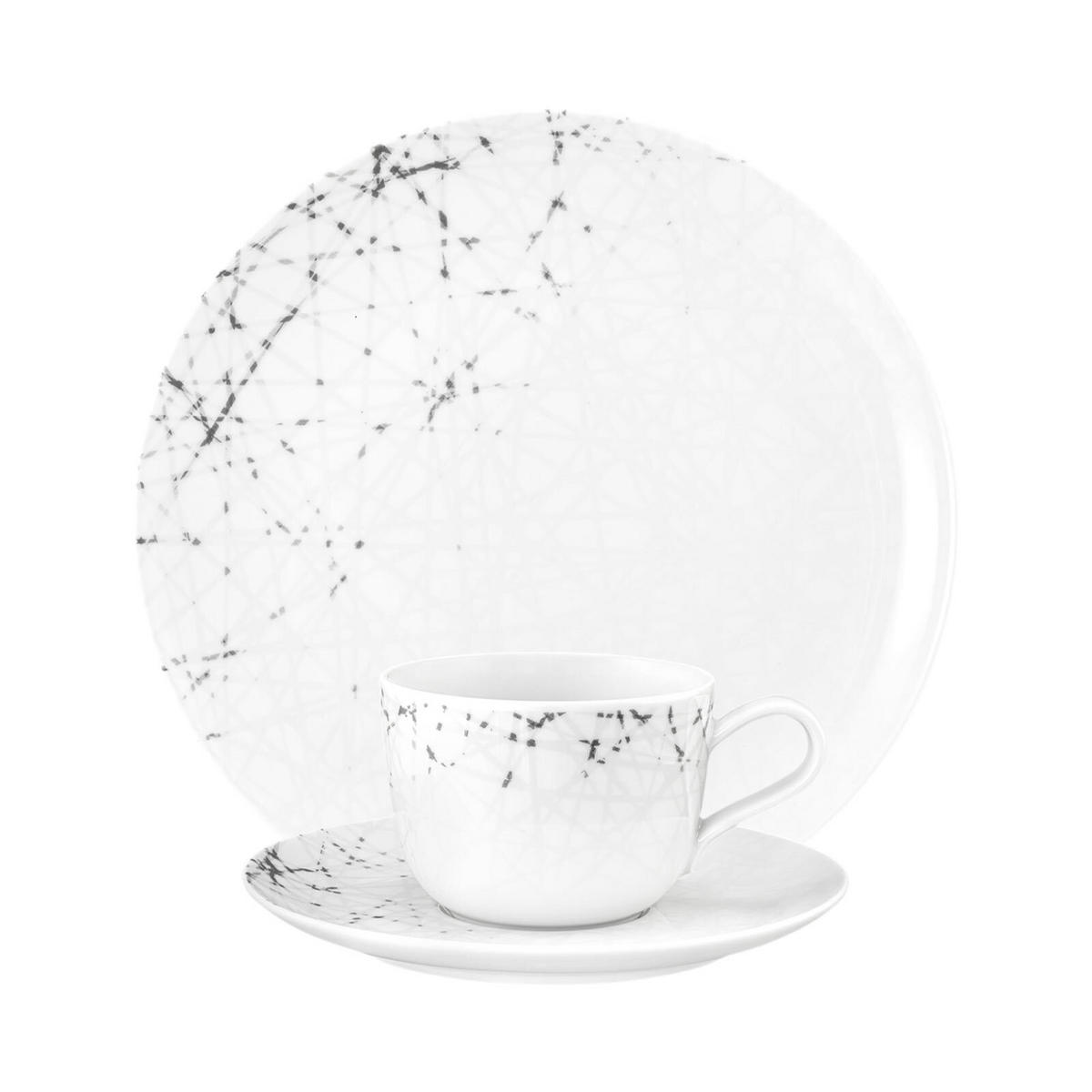 KAFFEESERVICE Liberty Brace weiß-grau 18er Set - Weiß/Grau, Keramik (1/1/1cm) - Seltmann Weiden