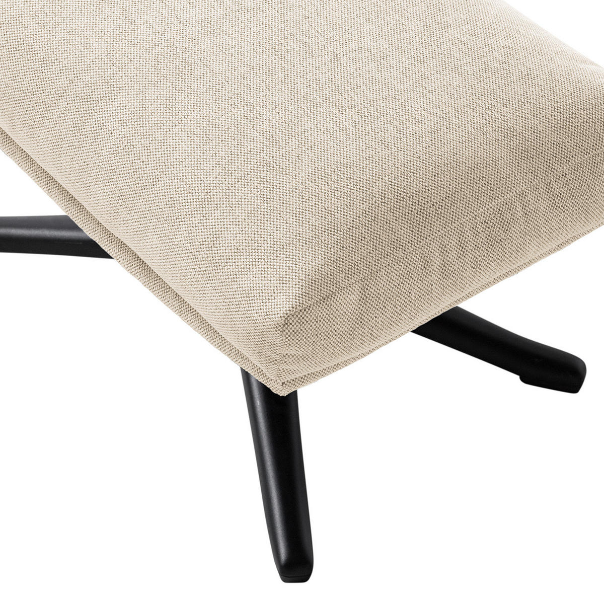 POLSTERHOCKER mit Kreuzfuß - Beige/Schwarz, Textil/Metall (51/37/41cm) - home24