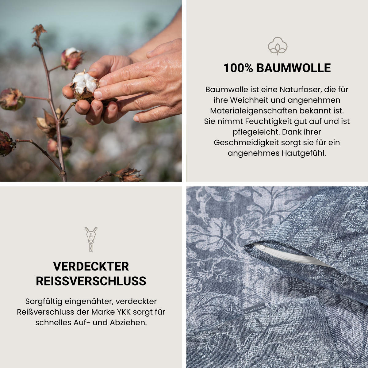 BETTWÄSCHESET Missy - Renforcé - 2-teilig - 135 x 200 cm - Rauchblau - Blau, Textil (135/200cm) - SCHIESSER