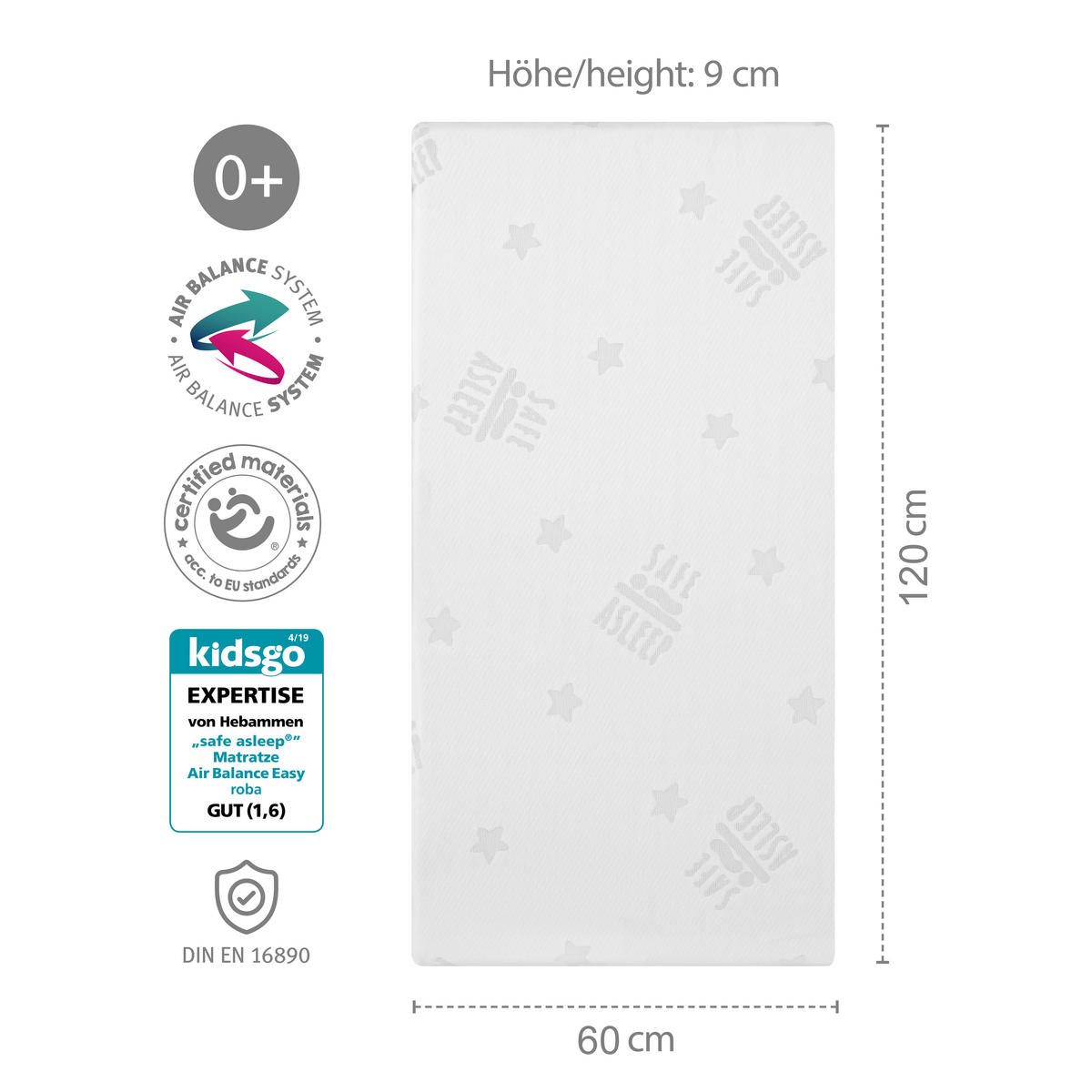 BABYBETTMATRATZE Comfort Air Roll 60 x 120 cm - Weiß, Textil (120/60cm) - Roba