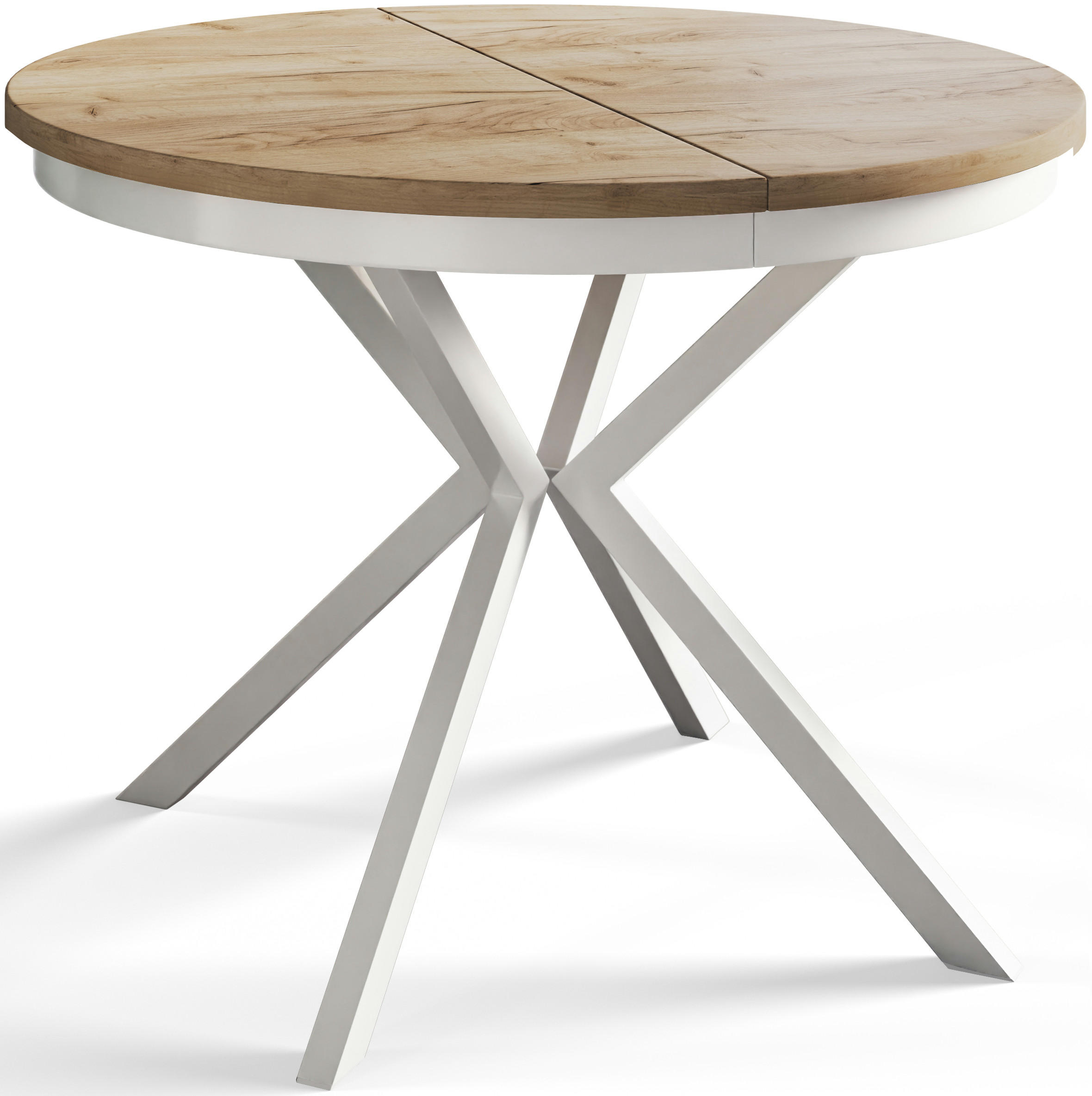 ESSZIMMERTISCH BERGO, ausziehbarer Tisch 90 cm/170 cm, Farbe: Braun, mit Metallbeinen in Farbe Weiß - Weiß/Braun, Holzwerkstoff (90/90/76cm) - Alpi-Möbel