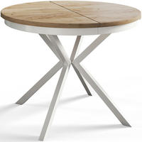 ESSZIMMERTISCH BERGO, ausziehbarer Tisch 90 cm/170 cm, Farbe: Braun, mit Metallbeinen in Farbe Weiß - Weiß/Braun, Holzwerkstoff (90/90/76cm) - Alpi-Möbel