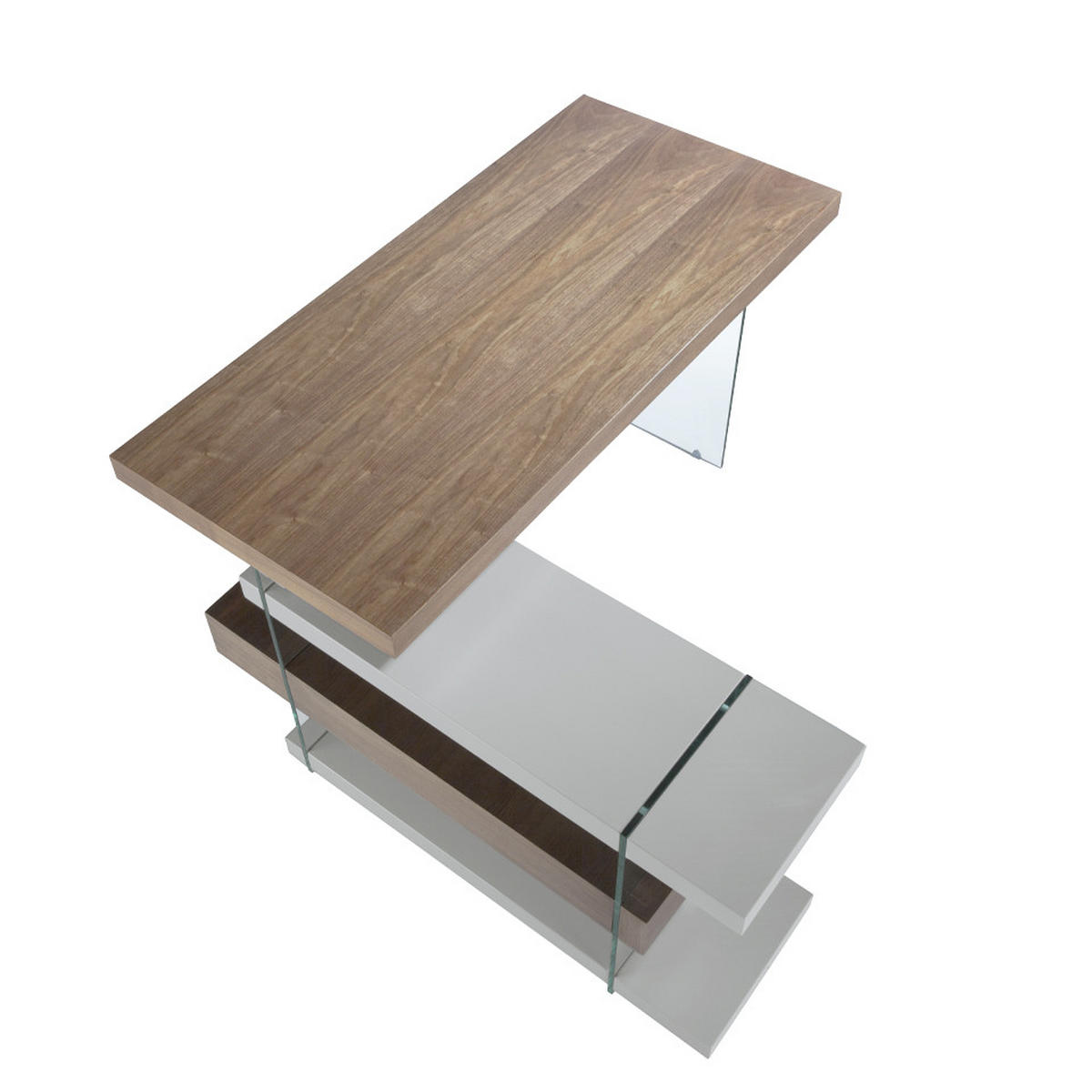 SCHREIBTISCH Rechteckig Walnuss | Glas | Grau 140/127/75 cm - Transparent/Walnussfarben, Glas/Holz (127/140/75cm) - ANGEL CERDA