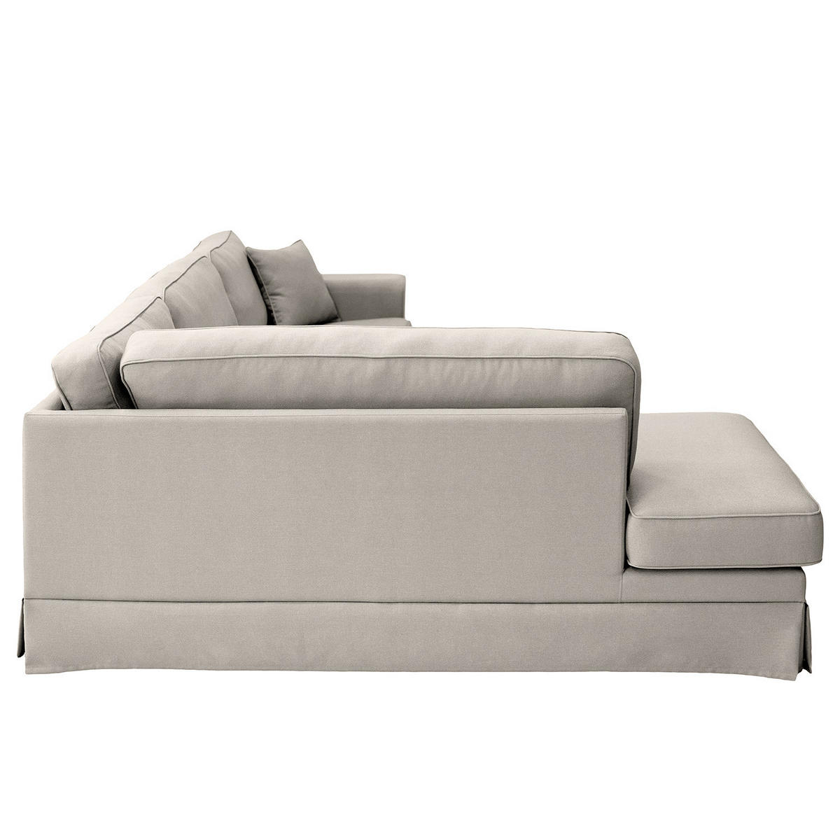 ECKSOFA mit Husse - Ottomane, Webstoff - Hellgrau/Schwarz, Kunststoff/Textil (297/210cm) - home24