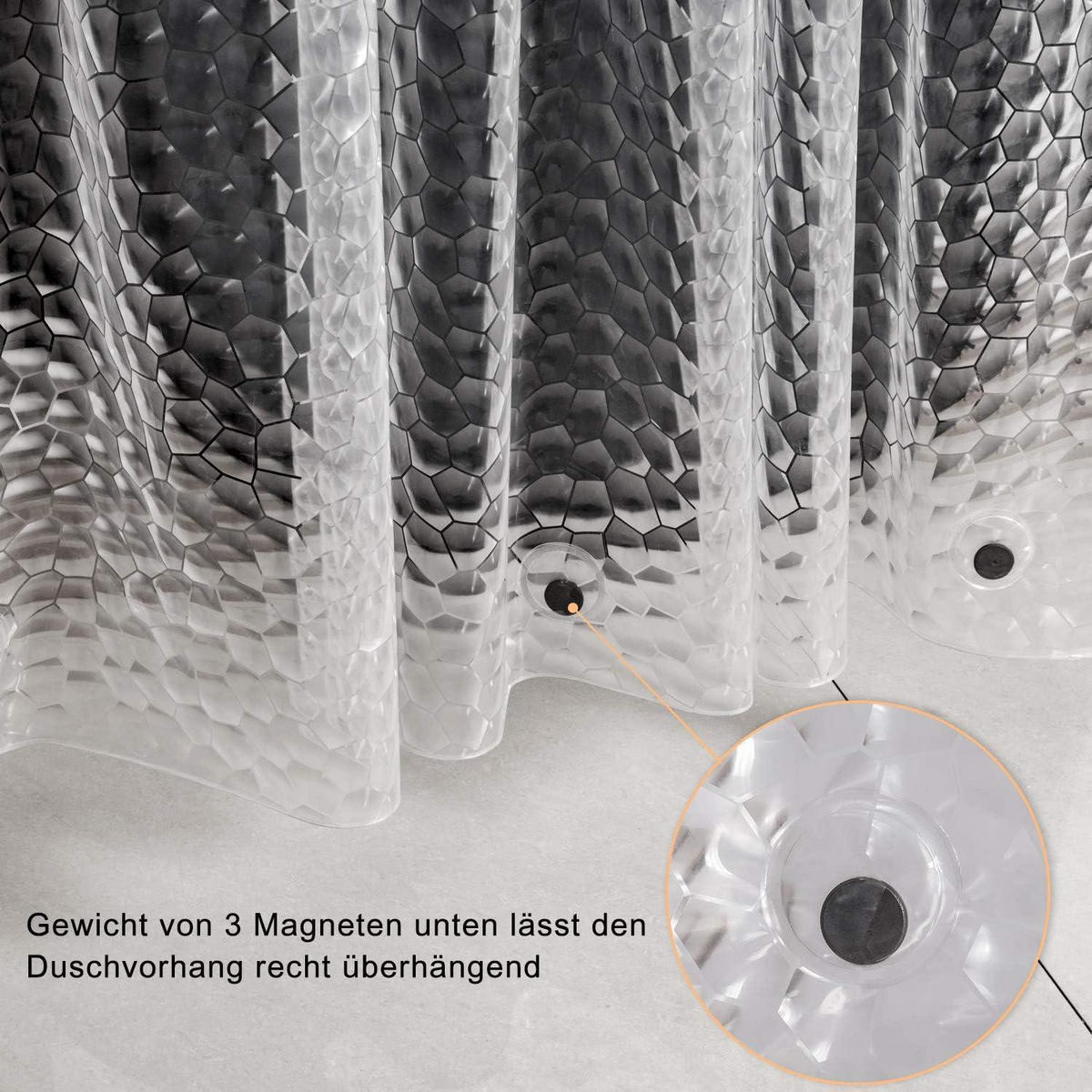 DUSCHVORHANG Kubisch Transparent 180 x 180 cm - Transparent, Kunststoff (180/180cm)