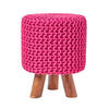 STRICK-HOCKER pink, Dreibein 32/32/42 cm - Pink, Textil (32/42/32cm) - Homescapes