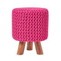 STRICK-HOCKER pink, Dreibein 32/32/42 cm - Pink, Textil (32/42/32cm) - Homescapes