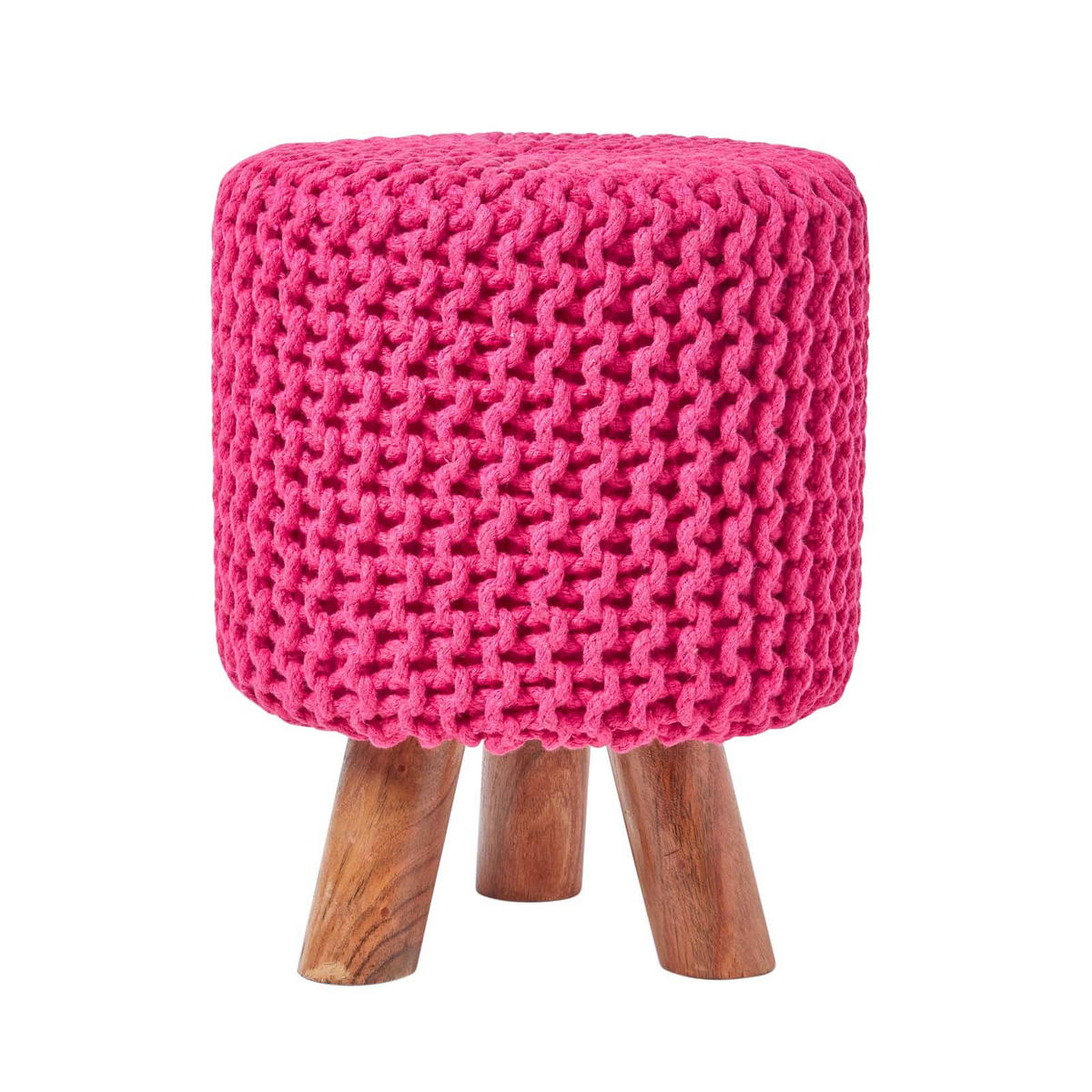 STRICK-HOCKER pink, Dreibein 32/32/42 cm - Pink, Textil (32/42/32cm) - Homescapes