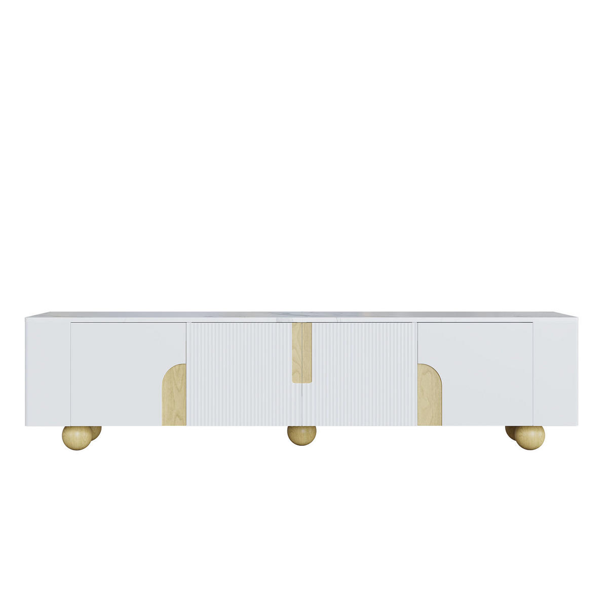 LOWBOARD 180/40/44 cm in Weiß/Holzfarbe aus MDF und Spanplatte mit 4 Türen - Weiß, Holzwerkstoff (40/44/180cm) - OKMYHOME