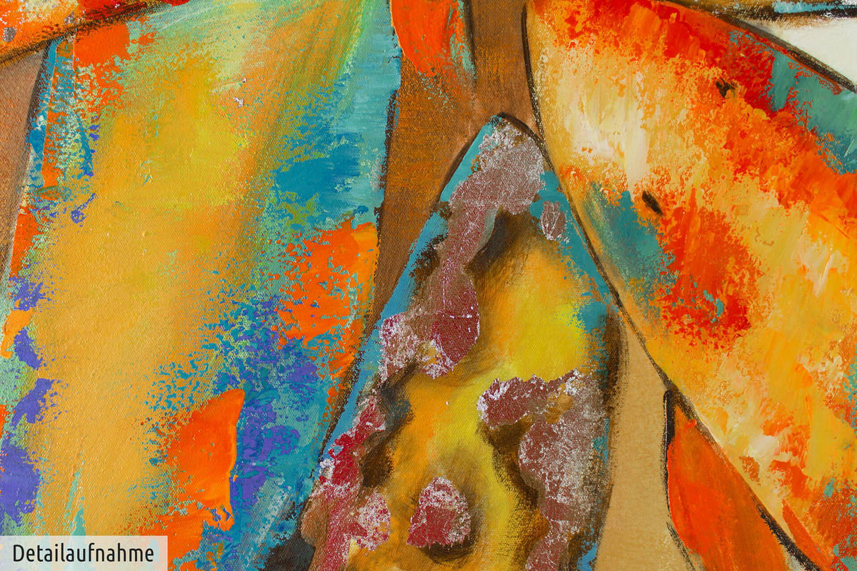 ACRYLBILD HANDGEMALT 80/80 cm - Gelb, Holz/Textil (80/80cm) - KUNSTLOFT