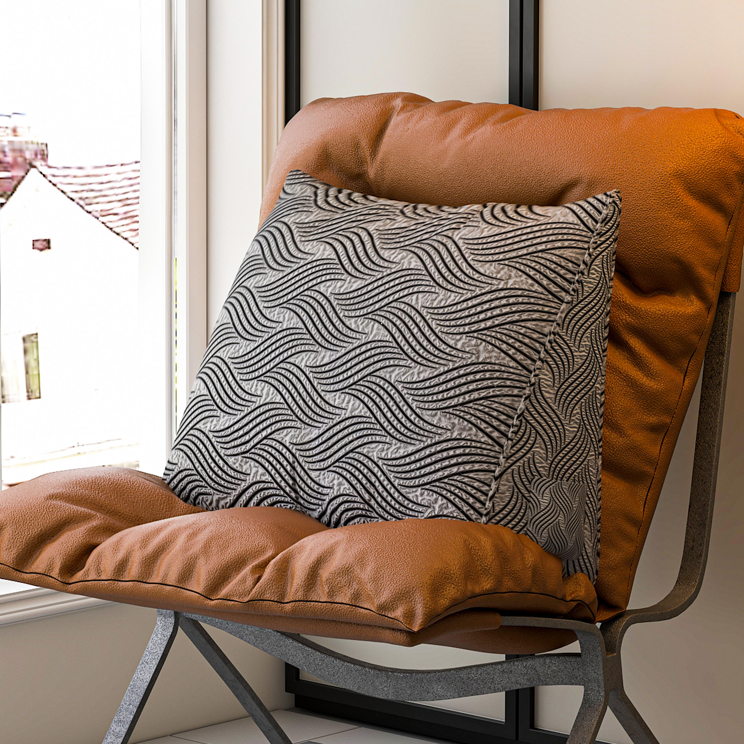 KEILKISSEN schwarz-grau beflockter Crinkle-Stoff 60cm - Schwarz, Textil (21/60cm) - Vercart