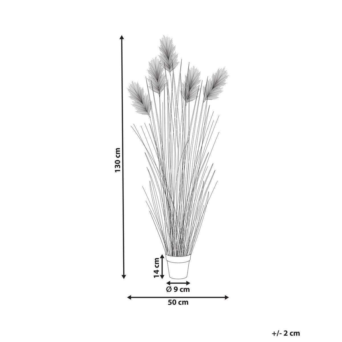 KUNSTPFLANZE 130 cm Grün Pampas Grass - Schwarz/Weiß, Kunststoff (130cm) - Beliani