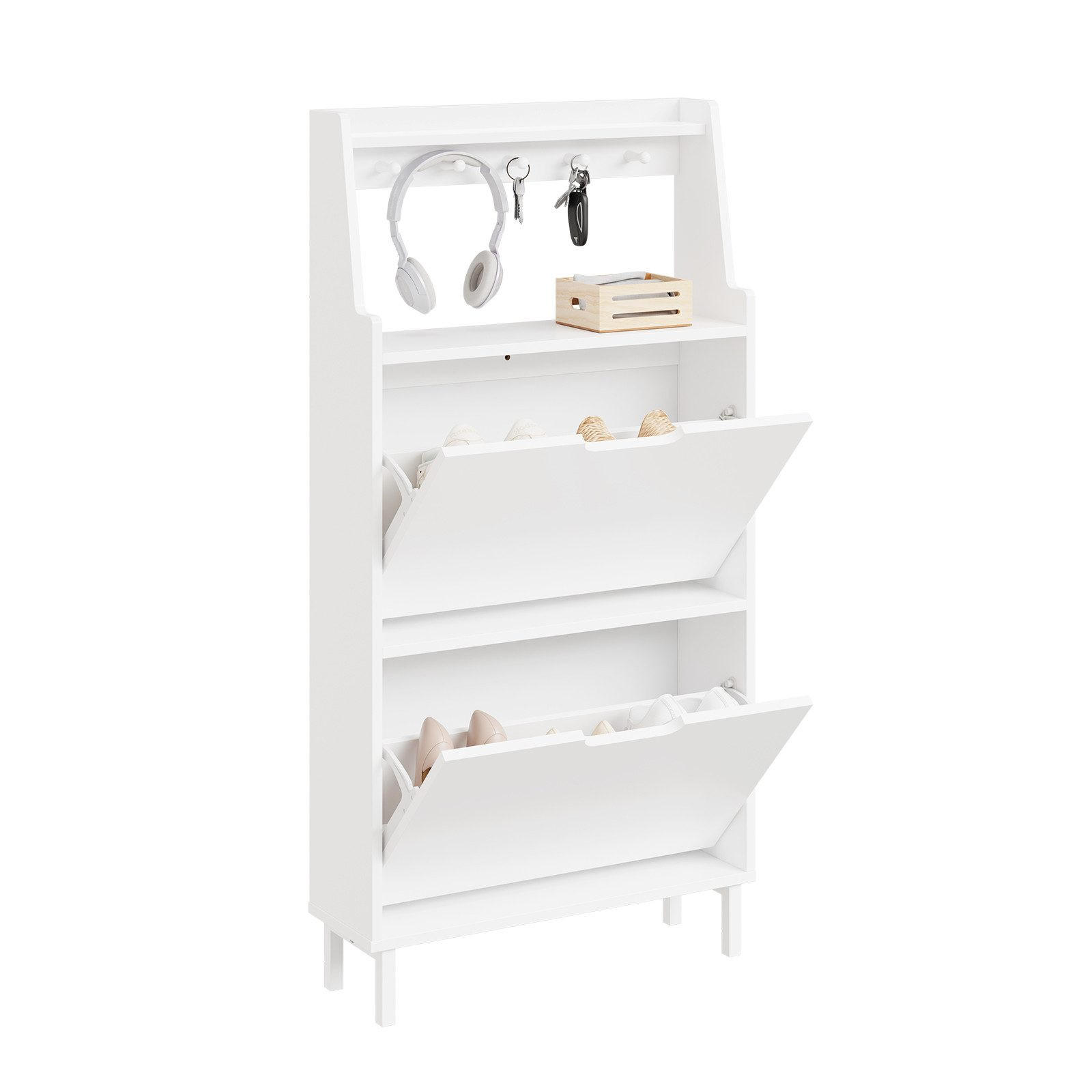 SKÅP för skor Vit 119x60x19cm - Vit, Träbaserade material (19/119/60cm) - SoBuy