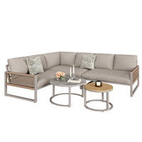 LOUNGESET 6-7 Personen Beige Eck Mit Verstellbaren Füßen - Beige, Metall - FLIEKS