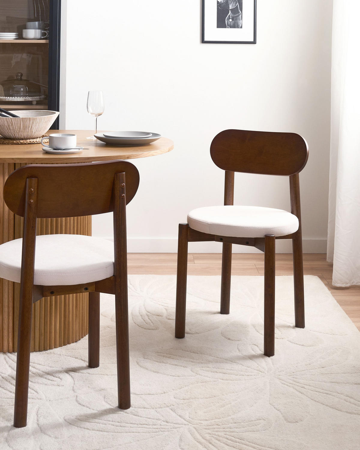 ESSZIMMERSTUHL 2er-Set Holz Braun/Hellbeige Paulina - Beige, Textil (44/79/45cm) - Beliani